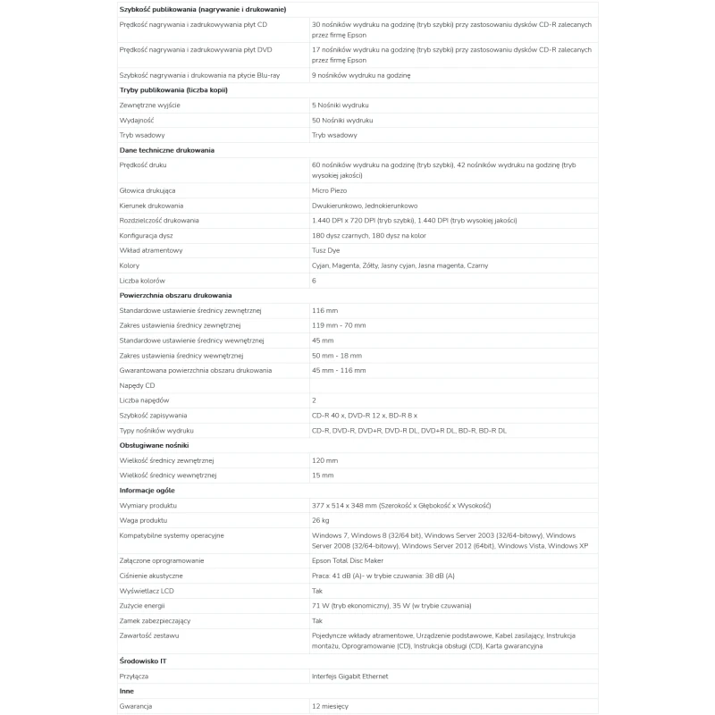 EPSON Duplikator Discproducer PP-100N II wersja sieciowa