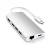 Satechi Aluminium Adapter V2 - aluminiowy adapter do urządzęń moblinych USB-C ( USB-C, 3x USB-A, 4K HDMI, czytniki kart micro/SD