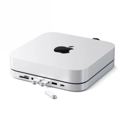 Satechi Aluminum Hub - aluminiowa podstawka do Mac Mini z Hub USB-C (USB-C, 3x USB-A, czytniki kart micro/SD, jack port) (silver