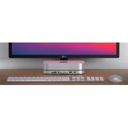 Satechi Aluminum Hub - aluminiowa podstawka do Mac Mini z Hub USB-C (USB-C, 3x USB-A, czytniki kart micro/SD, jack port) (silver