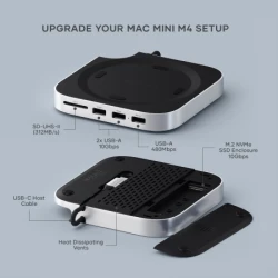 Satechi Mac Mini M4 Stand & Hub SSD - aluminiowa podstawka do Mac Mini z Hub USB-C (host USB-C 3.2 gen. 2, 2x USB-A 3.2 10Gpbs,U
