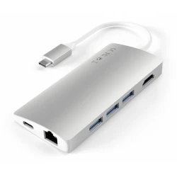 Satechi Aluminium Multiport Adapter V2 - aluminiowy adapter do urządzęń moblinych USB-C ( USB-C, 3x USB-A, 4K HDMI, czytnik k