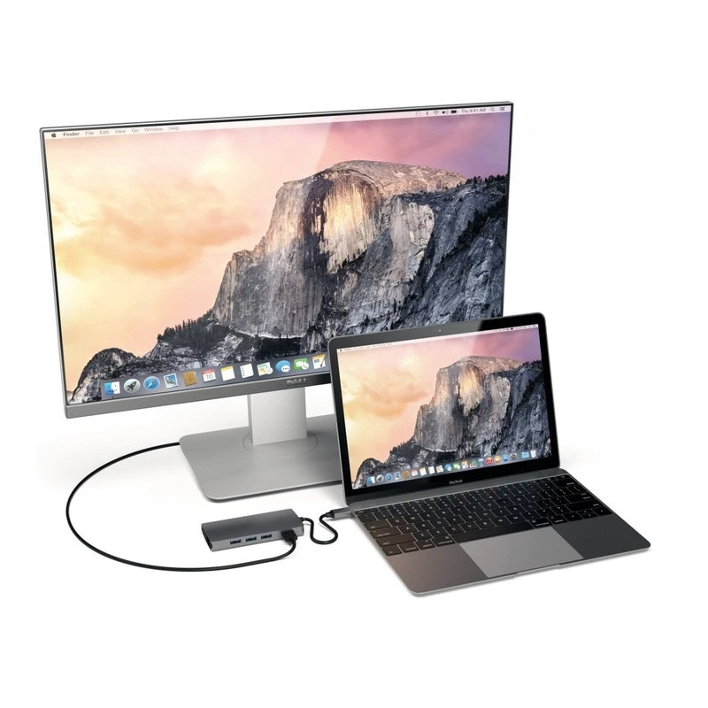 Satechi Aluminium Adapter V2 - aluminiowy adapter do urządzęń moblinych USB-C ( USB-C, 3x USB-A, 4K HDMI, czytniki kart micro/SD