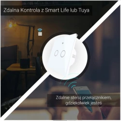 Dotykowy włącznik światła szklany podwójny biały Wi-Fi + RF Moes WRS-EU2-WH-MS Tuya