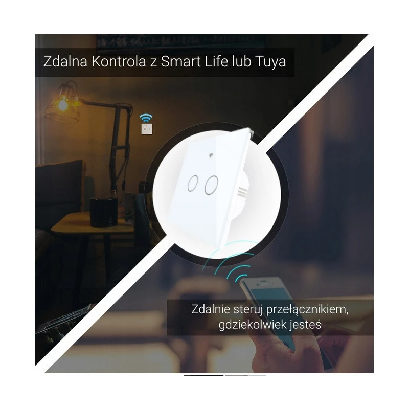 Dotykowy włącznik światła szklany pojedynczy biały Wi-Fi + RF Moes WRS-EU1-WH-MS Tuya