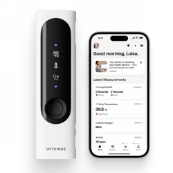Withings BeamO - multifunkcyjne urządzenie do kontrolowania stanu zdrowia (termometr, pulsoksymetr, EKG, cyfrowy stetoskop). Wyr
