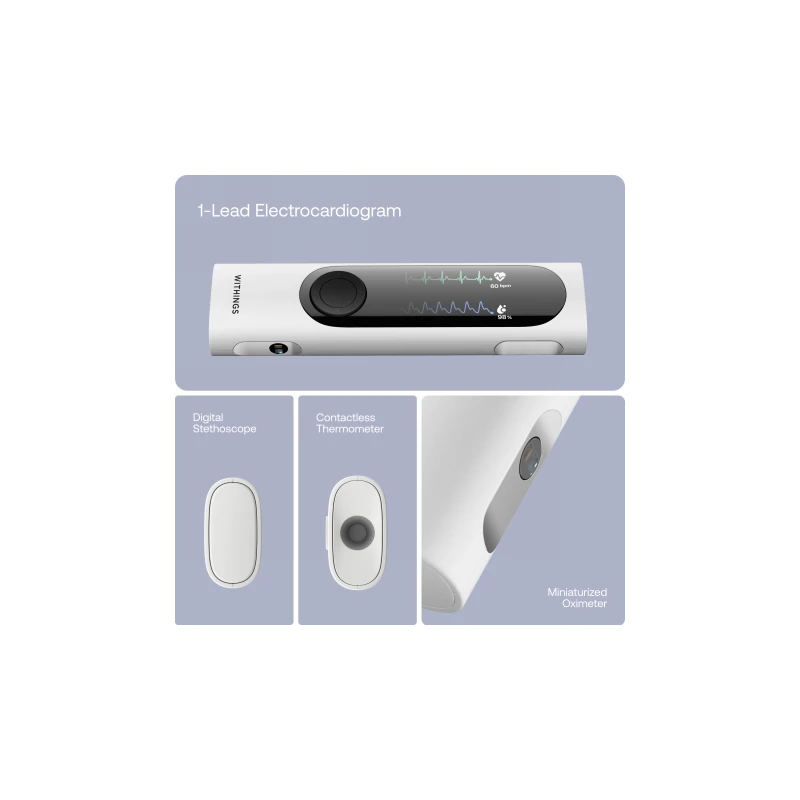 Withings BeamO - multifunkcyjne urządzenie do kontrolowania stanu zdrowia (termometr, pulsoksymetr, EKG, cyfrowy stetoskop). Wyr