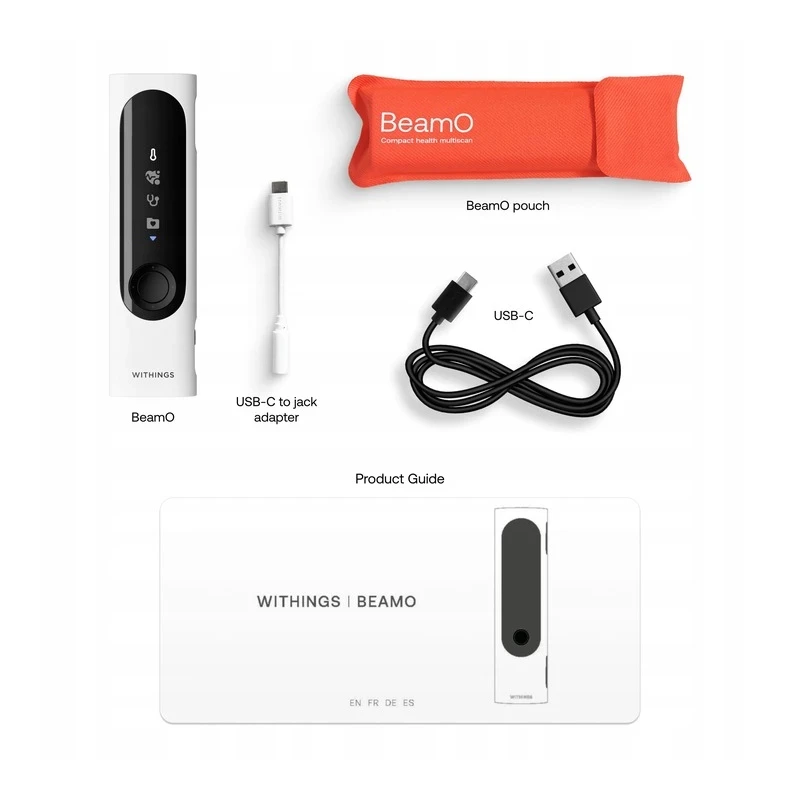 Withings BeamO - multifunkcyjne urządzenie do kontrolowania stanu zdrowia (termometr, pulsoksymetr, EKG, cyfrowy stetoskop). Wyr
