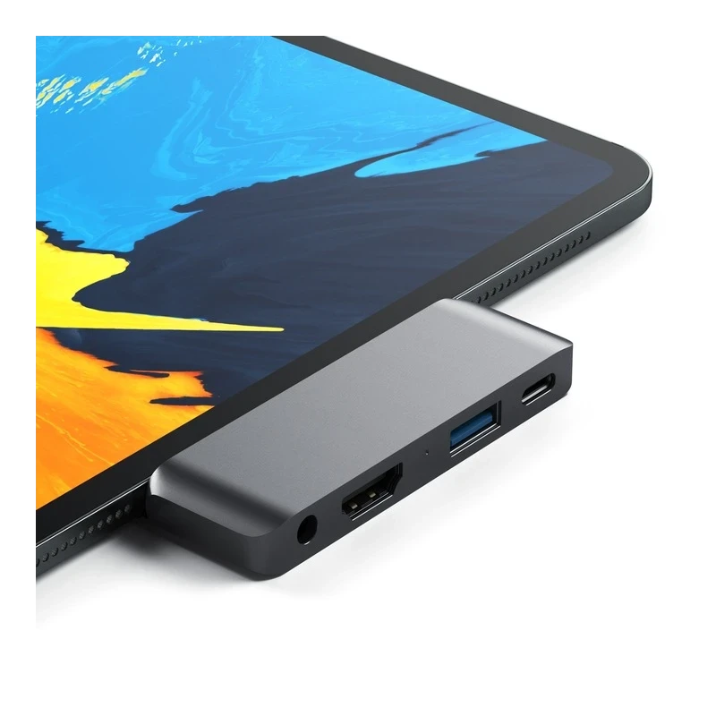 Satechi Aluminium Mobile Pro Hub - Hub do urządzeń mobilnych USB-C (USB-C 60W, 4K HDMI, USB-A 3.0, jack port) (space gray)