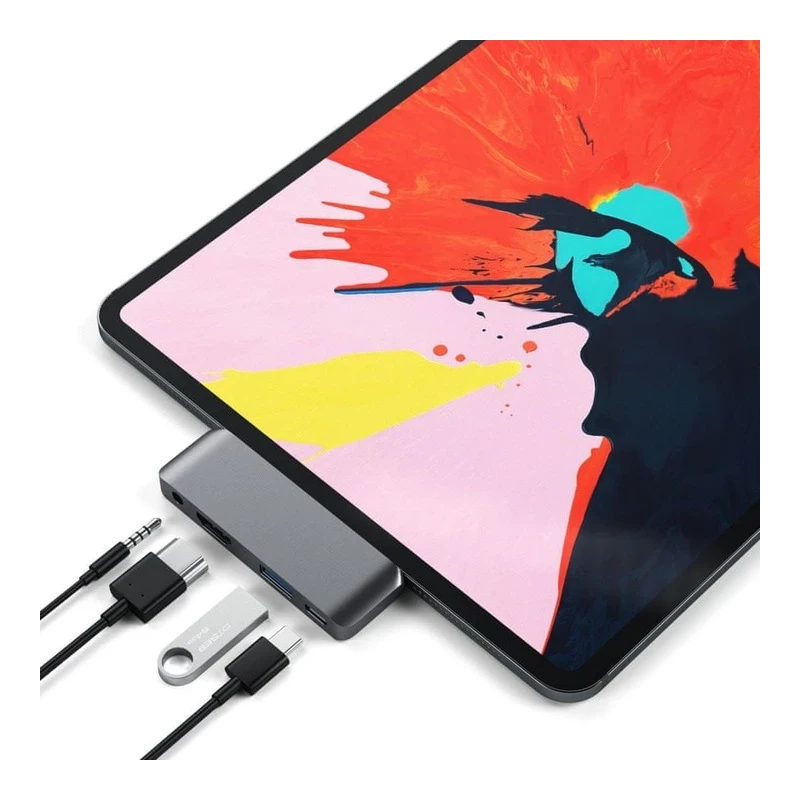 Satechi Aluminium Mobile Pro Hub - Hub do urządzeń mobilnych USB-C (USB-C 60W, 4K HDMI, USB-A 3.0, jack port) (space gray)