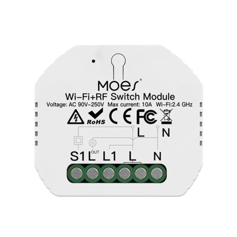 Przekaźnik Dopuszkowy 1-Kanałowy Wi-Fi + RF Moes MS-104 Tuya