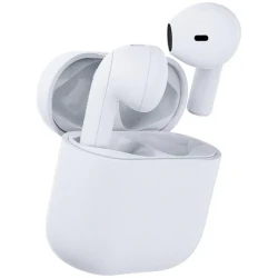 Happy Plugs Joy stylowe bezprzewodowe słuchawki douszne etui ładujące white