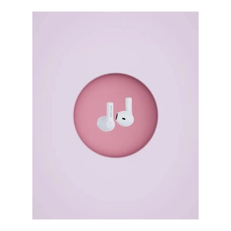 Happy Plugs Joy stylowe bezprzewodowe słuchawki douszne etui ładujące white