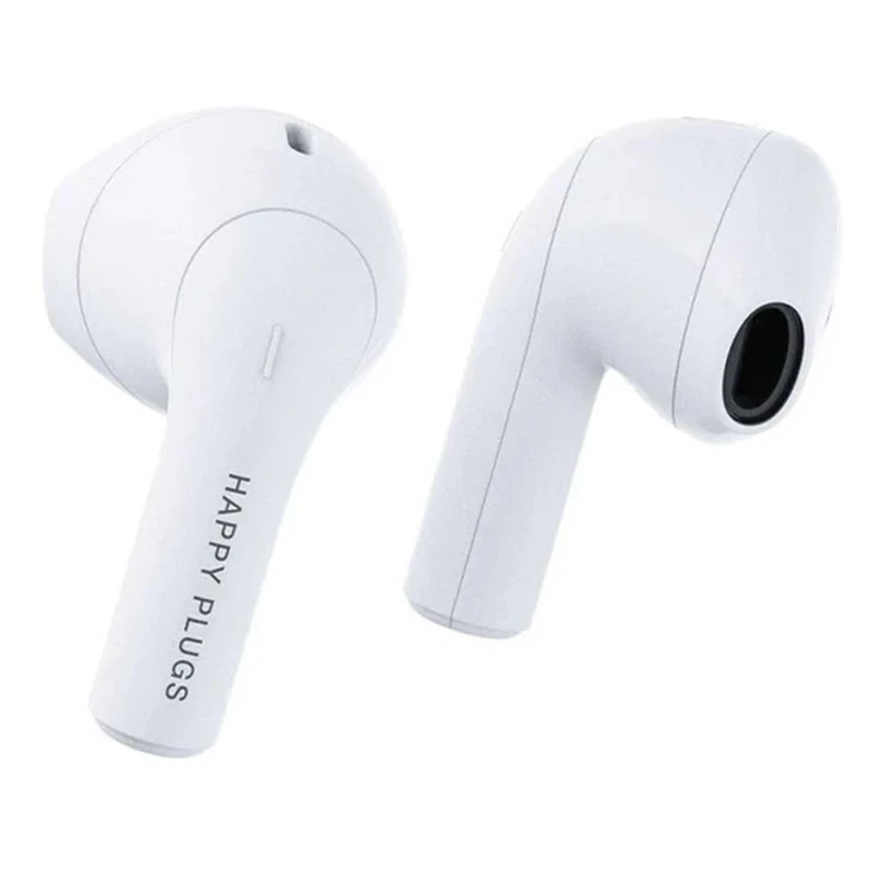 Happy Plugs Joy stylowe bezprzewodowe słuchawki douszne etui ładujące white