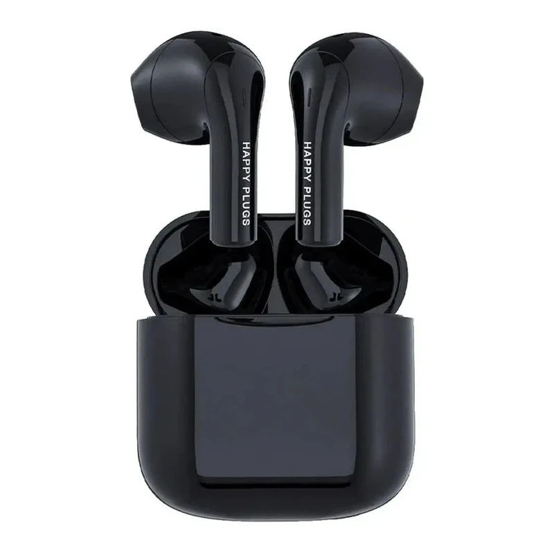 Happy Plugs Joy stylowe bezprzewodowe słuchawki douszne etui ładujące black