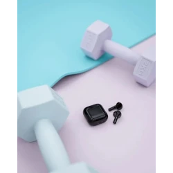 Happy Plugs Joy stylowe bezprzewodowe słuchawki douszne etui ładujące black