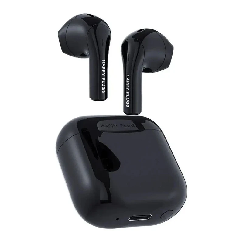 Happy Plugs Joy stylowe bezprzewodowe słuchawki douszne etui ładujące black