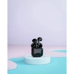 Happy Plugs Joy stylowe bezprzewodowe słuchawki douszne etui ładujące black