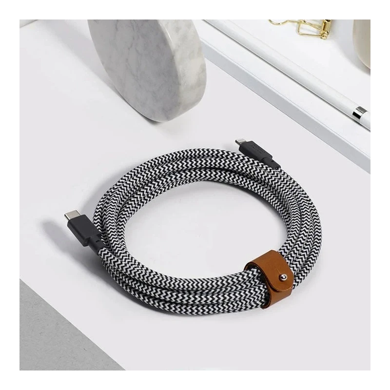 Native Union XL przewód w oplocie z zapięciem kabel USB-C - Lightning 3m (zebra)