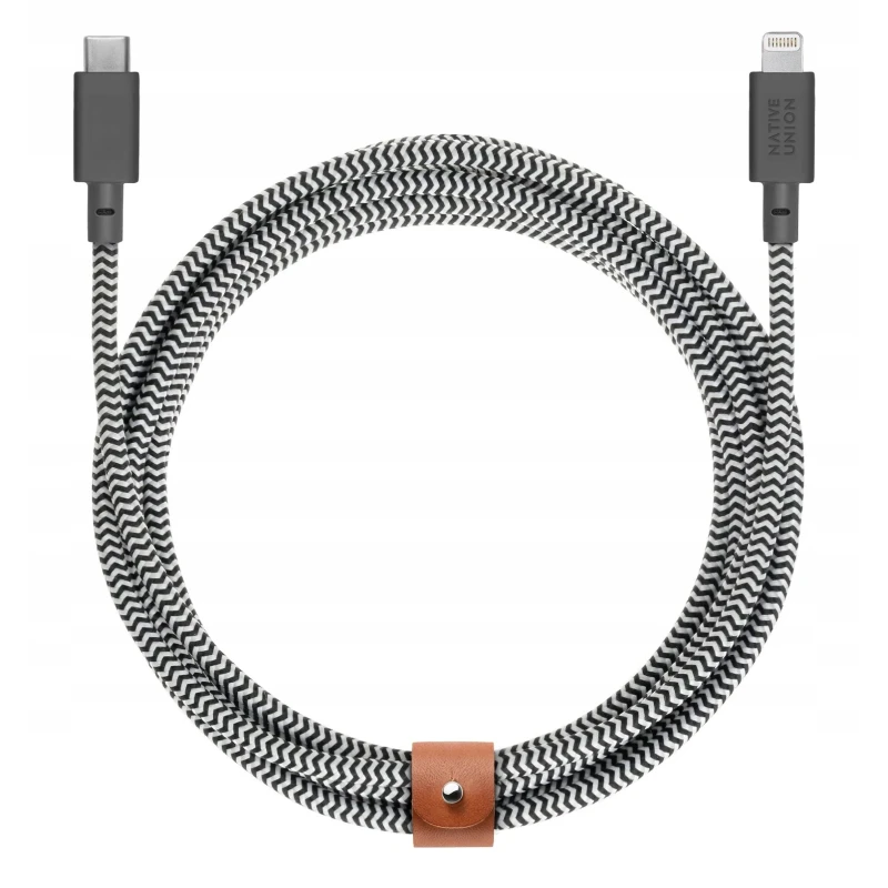 Native Union XL przewód w oplocie z zapięciem kabel USB-C - Lightning 3m (zebra)