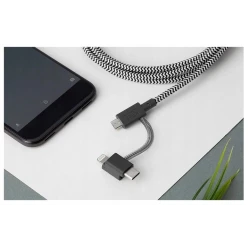 Native Union Duo podwójny przewód w oplocie kabel USB-C-Lighting/USB-C 1,5m (zebra)