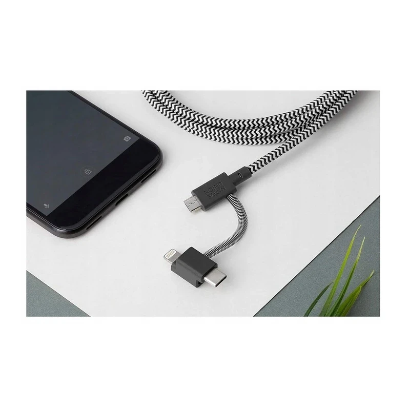 Native Union Belt Cable Duo - kabel USB-C - USB-C / lightning, 1,5 m (zebra)