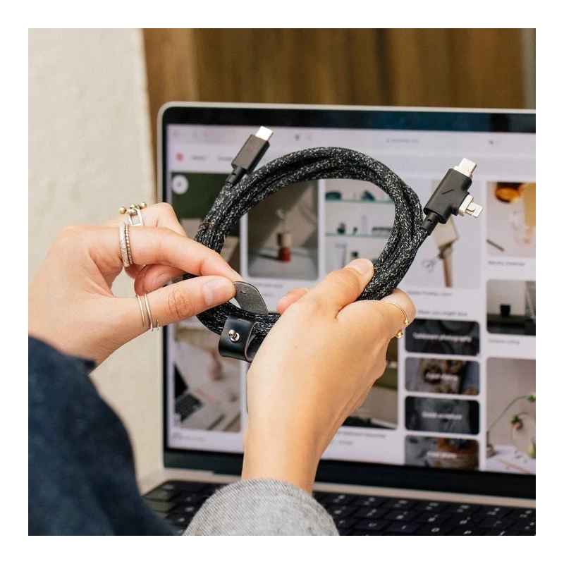 Native Union Belt Cable Duo Pro 240W - kabel USB-C - USB-C / lightning, 2,4 m (zebra)