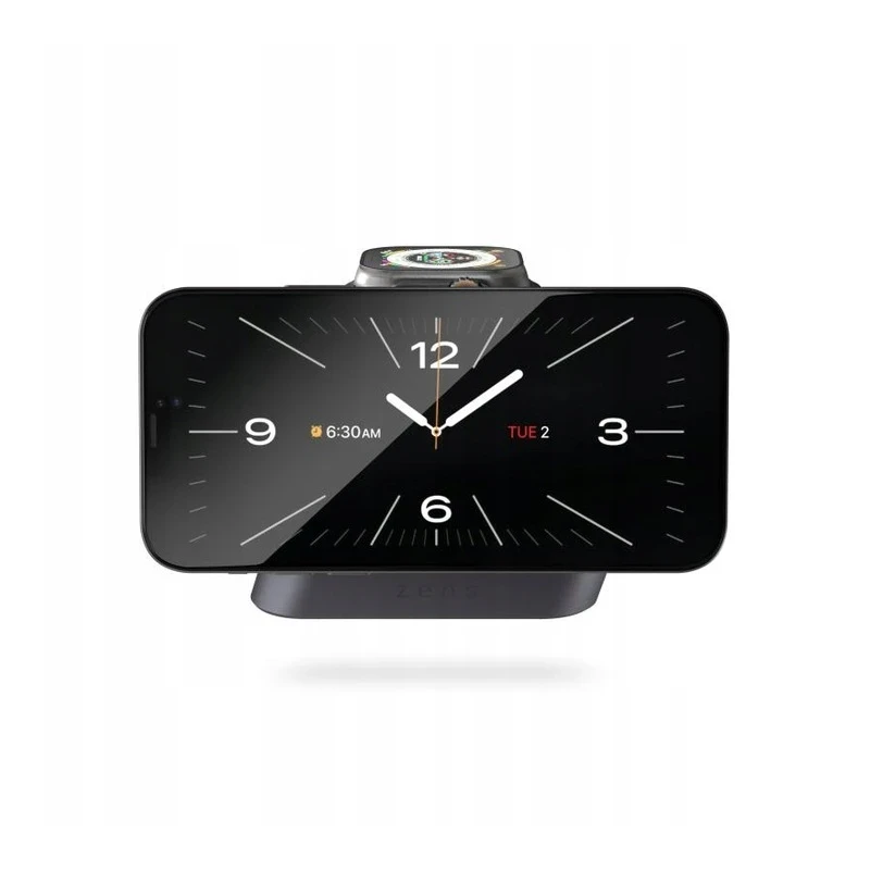 ZENS Nightstand Charger Pro 2 - ładowarka bezprzewodowa Qi2 15W do dwóch urządzeń kompatybilna z MagSafe (black)