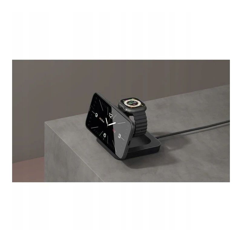 ZENS Nightstand Charger Pro 2 - ładowarka bezprzewodowa Qi2 15W do dwóch urządzeń kompatybilna z MagSafe (black)