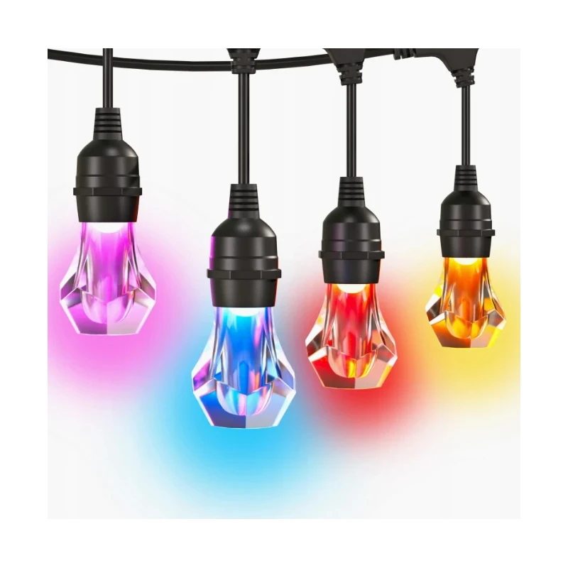 Nanoleaf Essentials Smart Multicolour Outdoor String Light Starter Kit - wielokolorowe lampki zewnętrzne 30 m, 55 Lm/żarówka, 27