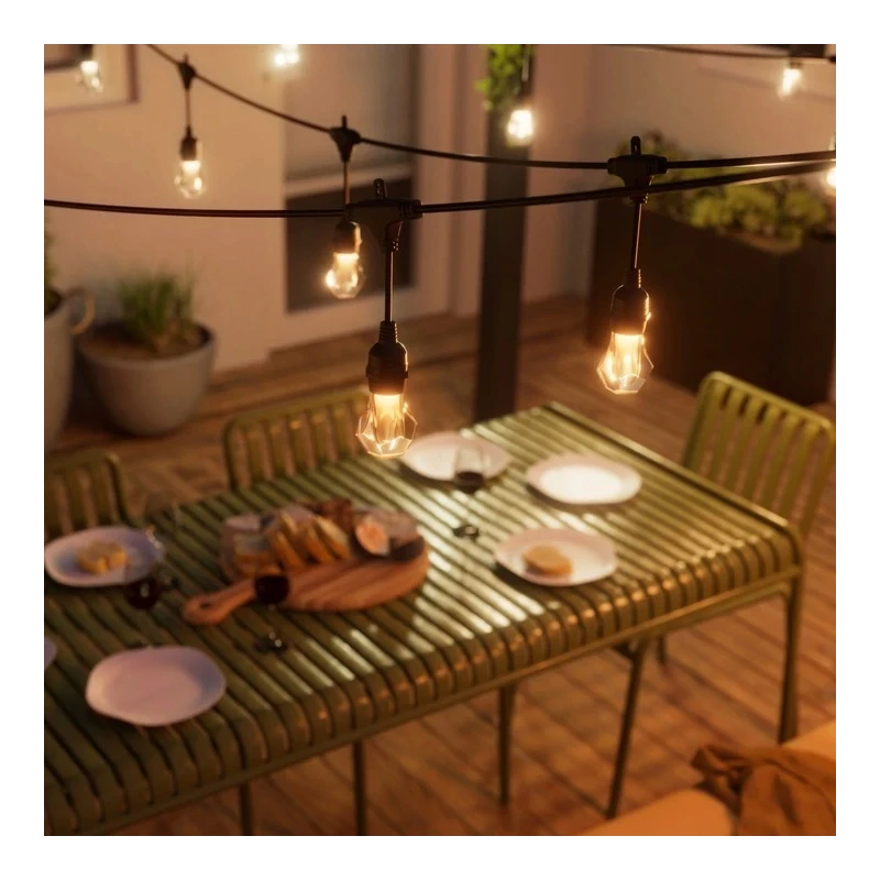 Nanoleaf Essentials Smart Multicolour Outdoor String Light Starter Kit - wielokolorowe lampki zewnętrzne 15 m, 55 Lm/żarówka, 27