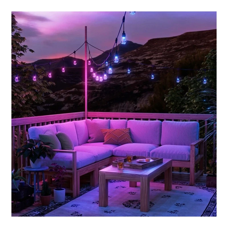 Nanoleaf Essentials Smart Multicolour Outdoor String Light Starter Kit - wielokolorowe lampki zewnętrzne 15 m, 55 Lm/żarówka, 27