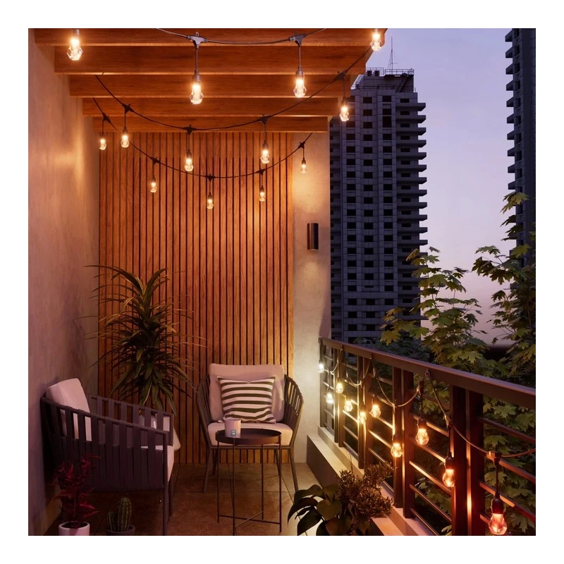 Nanoleaf Essentials Smart Multicolour Outdoor String Light Starter Kit - wielokolorowe lampki zewnętrzne 15 m, 55 Lm/żarówka, 27