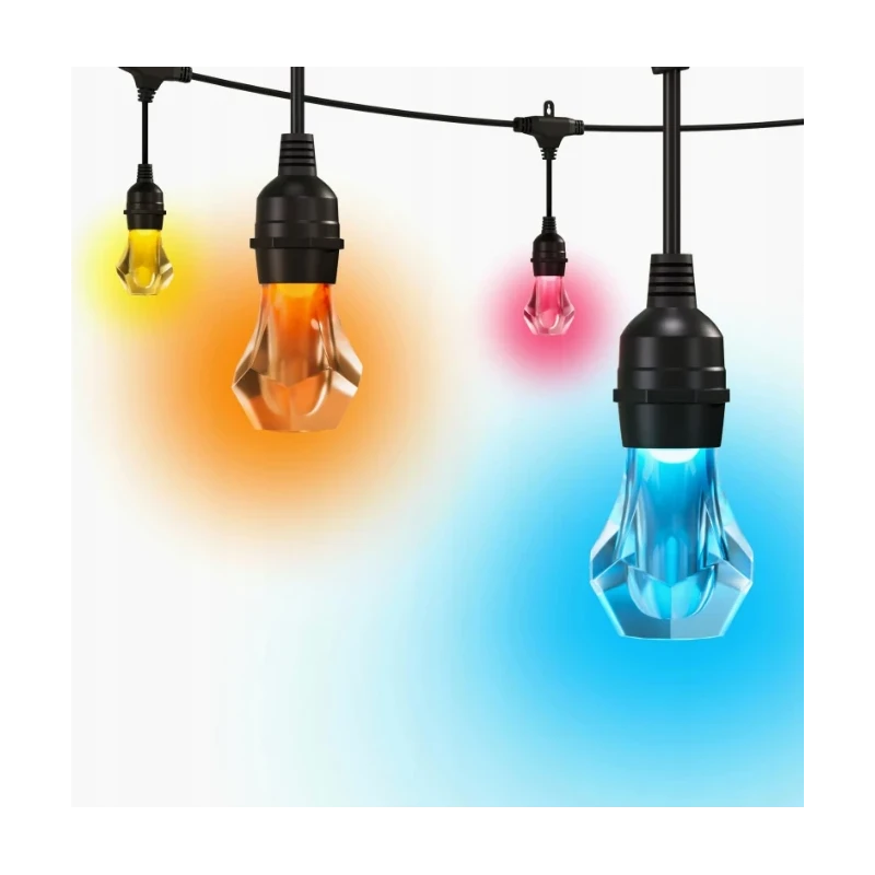 Nanoleaf Essentials Smart Multicolour Outdoor String Light Starter Kit - wielokolorowe lampki zewnętrzne 15 m, 55 Lm/żarówka, 27