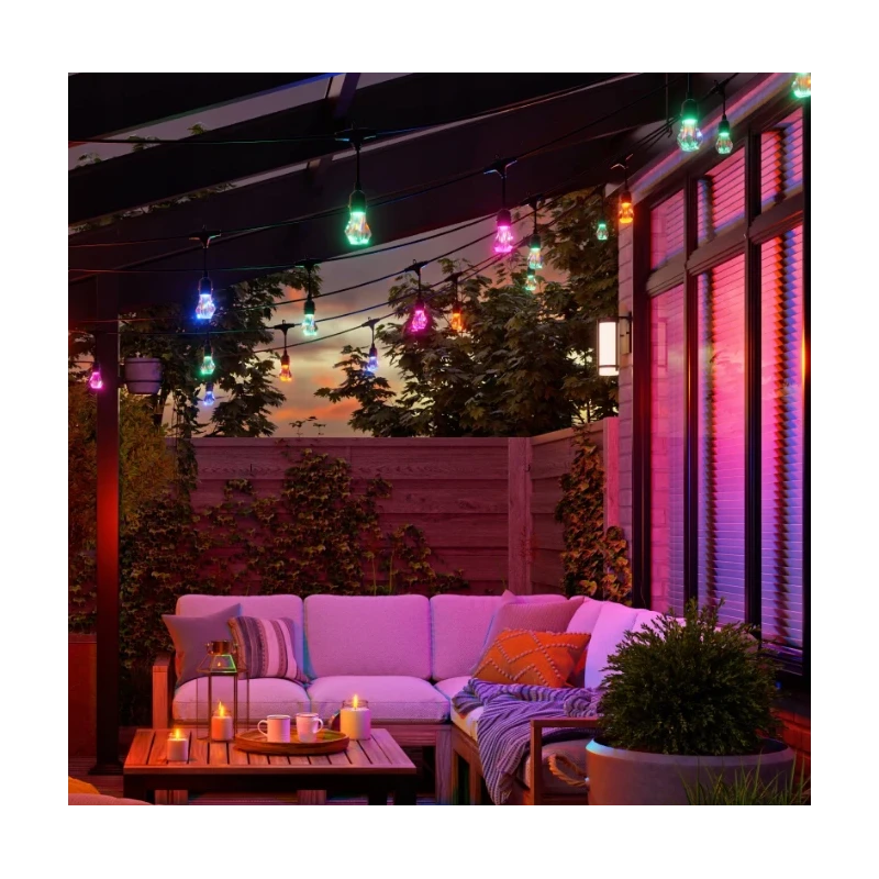 Nanoleaf Essentials Smart Multicolour Outdoor String Light Starter Kit - wielokolorowe lampki zewnętrzne 15 m, 55 Lm/żarówka, 27