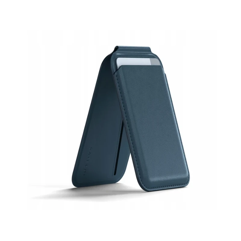 Satechi Vegan-Leather Wallet Stand portfel, podstawka iPhone skóra MagSafe (blue)