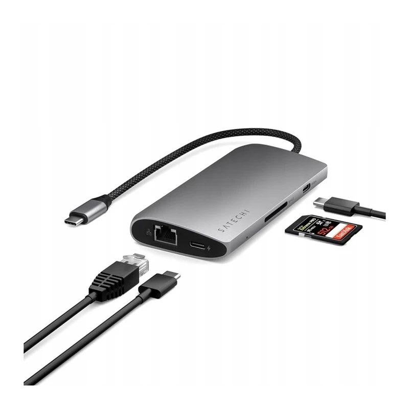Satechi USB-C Multiport Adapter 8K - adapter USB-C (USB-C, HDMI, 3x USB 3.2 Gen 2 10Gbps, 1x USB 3.2 Gen 1 5Gbps, czytnik kart S