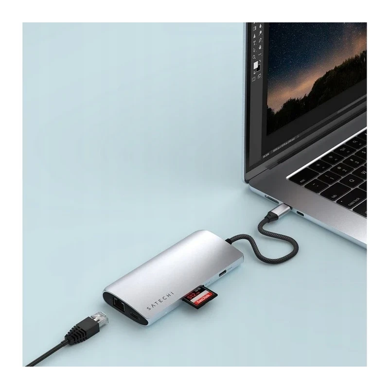 Satechi USB-C Multiport Adapter 8K - adapter USB-C (USB-C, HDMI, 3x USB 3.2 Gen 2 10Gbps, 1x USB 3.2 Gen 1 5Gbps, czytnik kart S