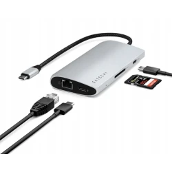 Satechi USB-C Multiport Adapter 8K USB-C, HDMI, 3x USB 3.2 Gen2 10Gbps, SD