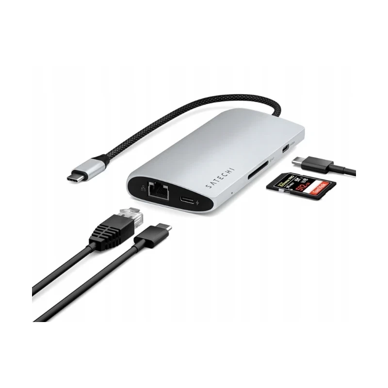 Satechi USB-C Multiport Adapter 8K - adapter USB-C (USB-C, HDMI, 3x USB 3.2 Gen 2 10Gbps, 1x USB 3.2 Gen 1 5Gbps, czytnik kart S