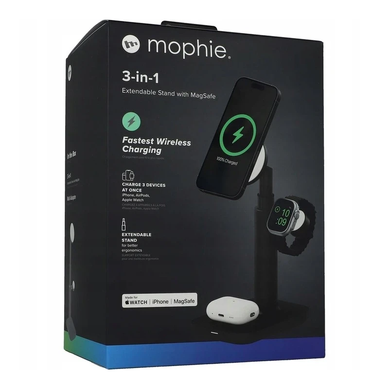 Mophie Extendable 3w1 regulowana stojąca ładowarka bezprzewodowa MagSafe