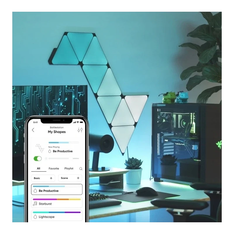 Nanoleaf Shapes Mini Triangles Expansion Pack - dodatkowe panele świetlne (10 paneli świetlnych) (black)