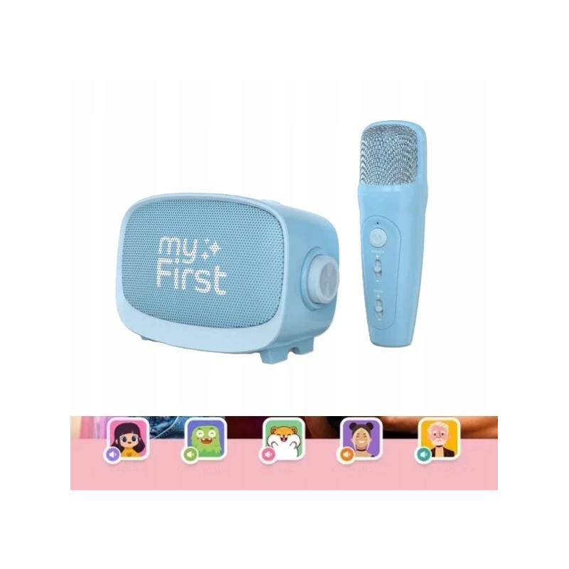 myFirst Voice 2 - zestaw do karaoke dla dzieci - mikrofon i głośnik bezprzewodowy z efektami modyfikacji dźwięku (blue)
