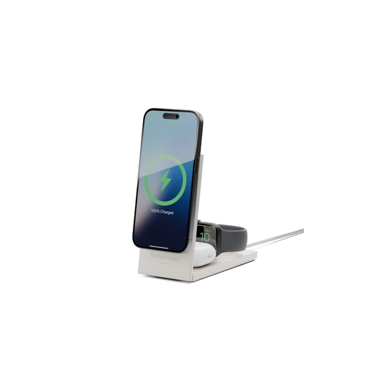 Native Union Rise 3-in-1 Qi2 Wireless Charger - bezprzewodowa ładowarka Qi2 15W do trzech urządzeń kompatybilna z MagSafe (sands