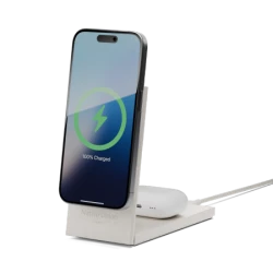 Native Union Rise 2-in-1 Qi2 Wireless Charger - bezprzewodowa ładowarka Qi2 15W do dwóch urządzeń kompatybilna z MagSafe (sandst
