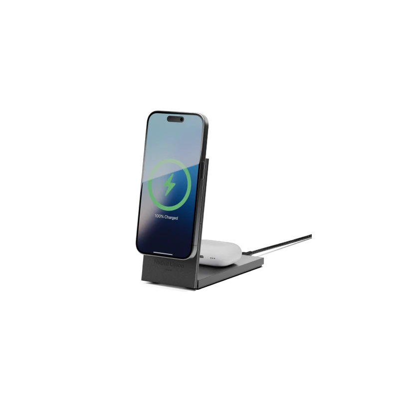 Native Union Rise 2-in-1 Qi2 Wireless Charger - bezprzewodowa ładowarka Qi2 15W do dwóch urządzeń kompatybilna z MagSafe (black)