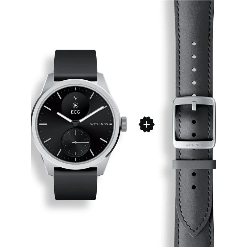 Withings Scanwatch 2 - zegarek z funkcją EKG, pomiarem pulsu i SPO2 oraz mierzeniem aktywności fizycznej i snu (42mm, black)