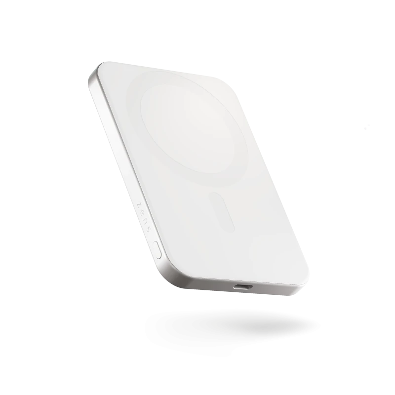 ZENS Slim Qi2 Aluminium Powerbank - magnetyczny powerbank 5000 mAh kompatybilny z MagSafe i Qi2 (white)