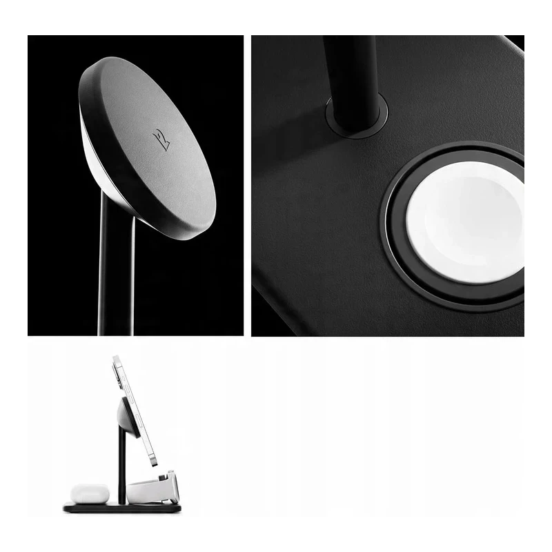 Twelve South HiRise 3 Deluxe (2024) - stojąca ładowarka bezprzewodowa Qi2 do trzech urządzeń kompatybilna z MagSafe (black)