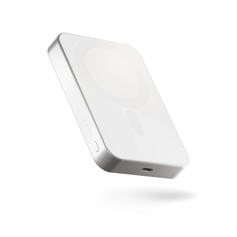 ZENS Slim Qi2 Aluminium Powerbank - magnetyczny powerbank 10000 mAh kompatybilny z MagSafe i Qi2 (white)